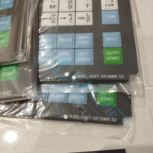 Dùng cho phay CNC Fanuc 0M. A98L-0001-0518#M Bản CN, decal CN dày 0.9mm, có sẵn lớp keo dán.