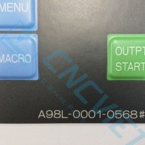 Dùng cho tiện CNC Fanuc 0T, A98L-0001-0568#T Bản CN, decal CN dày 0.9mm có sẵn lớp keo dán.