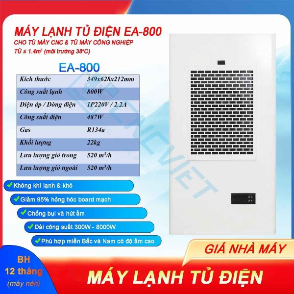 Máy lạnh tủ điện khô EA-800 800W (điều hòa tủ điện) lắp cho tủ điện máy CNC. Loại bỏ lỗi máy móc chập chờn nhất là vào mùa nóng.