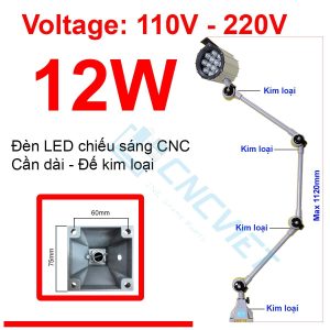 Đèn chiếu sáng máy CNC - Đèn LED cần - 24V hoặc 220V - Có loại Đế Kim Loại và Đế Nhựa. Đế xoay 360 độ và có nhiều khớp nối, dễ dàng điều chỉnh đèn - Chống nước / bụi / dầu / va đập.