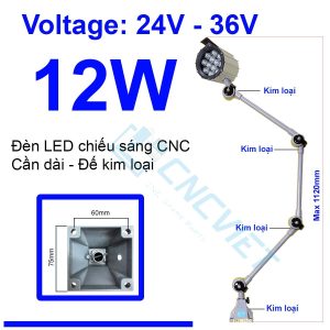 Đèn chiếu sáng máy CNC - Đèn LED cần - 24V hoặc 220V - Có loại Đế Kim Loại và Đế Nhựa. Đế xoay 360 độ và có nhiều khớp nối, dễ dàng điều chỉnh đèn - Chống nước / bụi / dầu / va đập.