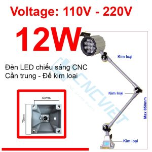 Đèn chiếu sáng máy CNC - Đèn LED cần - 24V hoặc 220V - Có loại Đế Kim Loại và Đế Nhựa. Đế xoay 360 độ và có nhiều khớp nối, dễ dàng điều chỉnh đèn - Chống nước / bụi / dầu / va đập.
