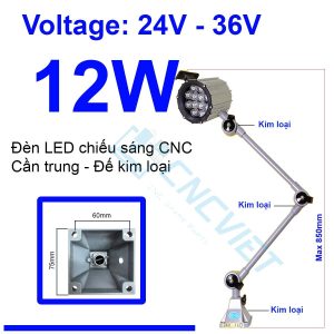 Đèn chiếu sáng máy CNC - Đèn LED cần - 24V hoặc 220V - Có loại Đế Kim Loại và Đế Nhựa. Đế xoay 360 độ và có nhiều khớp nối, dễ dàng điều chỉnh đèn - Chống nước / bụi / dầu / va đập.