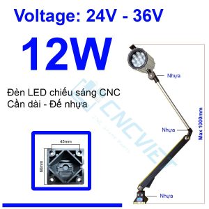 Đèn chiếu sáng máy CNC - Đèn LED cần - 24V hoặc 220V - Có loại Đế Kim Loại và Đế Nhựa. Đế xoay 360 độ và có nhiều khớp nối, dễ dàng điều chỉnh đèn - Chống nước / bụi / dầu / va đập.