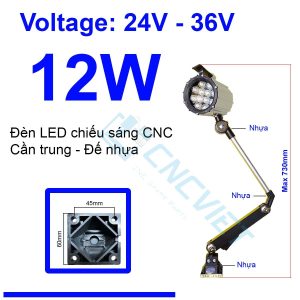 Đèn chiếu sáng máy CNC - Đèn LED cần - 24V hoặc 220V - Có loại Đế Kim Loại và Đế Nhựa. Đế xoay 360 độ và có nhiều khớp nối, dễ dàng điều chỉnh đèn - Chống nước / bụi / dầu / va đập.