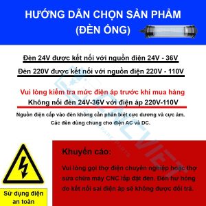 Đèn chiếu sáng máy CNC - Đèn ống LED CNC - Đế xoay 360 độ - Chiếu sáng vùng gia công - Chống nước / bụi / dầu / va đập.