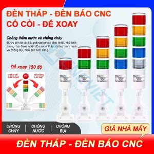 Đèn tháp - Đèn báo CNC - 1/2/3 tầng - Thương hiệu YHKJ - Mới 100%. Chân đế gấp xoay 180 độ. Có còi. Bóng LED. Có công tắc chọn chế độ sáng (ON / BLINK).