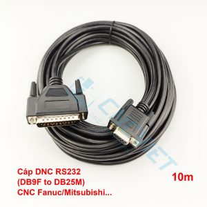 Cáp DNC RS232 (cáp CNC - DB9F to DB25M) - đúc nguyên khối - hàn máy tự động - chuẩn công nghiệp - không cần driver - Dành cho CNC Fanuc/Mitsubishi...