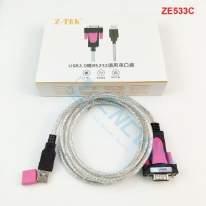 Cáp USB COM Z-TEK ZE533C (cáp USB RS232) sử dụng chip FTDI là loại chuyên dùng cho máy CNC, độ ổn định cao, không lỗi, free driver Win 7/8/10/11, LINUX