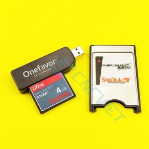 Combo Thẻ CF Sandisk cho máy CNC, gồm: 01 thẻ nhớ CF Sandisk công nghiệp (dung lượng tùy chọn), 01 đầu đọc CF USB, 01 adapter CF to PCMCIA của Sandisk.