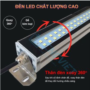 Đèn chiếu sáng máy CNC - Đèn LED vuông CNC - Đế xoay 360 độ - Kính cường lực - Thân hợp kim nhôm. Chống cháy - chống nước - chống dầu.