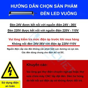 Đèn chiếu sáng máy CNC - Đèn LED vuông CNC - Đế xoay 360 độ - Kính cường lực - Thân hợp kim nhôm. Chống cháy - chống nước - chống dầu.