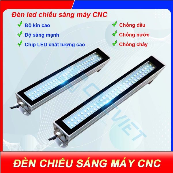 Đèn chiếu sáng máy CNC - Đèn LED vuông CNC - Đế xoay 360 độ - Kính cường lực - Thân hợp kim nhôm. Chống cháy - chống nước - chống dầu.