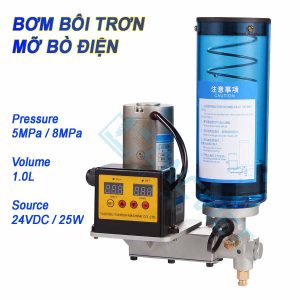 Bơm mỡ bò điện, 24V / 220V, 25W, 40ml/min, 5.0 - 8.0 MPa, dung tích ống 1L - 2L. hoạt động chế độ tự động hoàn toàn hoặc bán tự động, phù hợp mỡ bò 0 - 000.