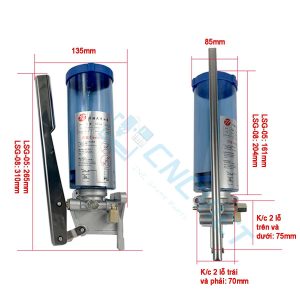 Bơm mỡ bò tay, 500ml / 800ml, thân đế bằng nhôm đúc. Đường kính ống ngõ ra 6mm, tặng kèm đầu chuyển ống 4mm. Phù hợp mỡ bò 0 - 000.