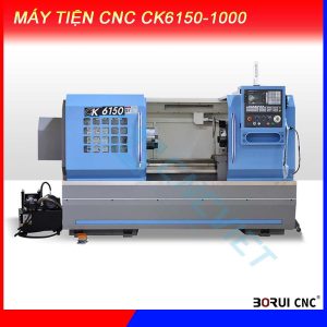 Máy tiện CNC CK6150-1000, chính hãng Borui, giá nhà máy. Mâm cặp 10inch (254mm) loại thủy lực 3 chấu, đk tiện max 500mm, hành trình tiện max 1000mm.