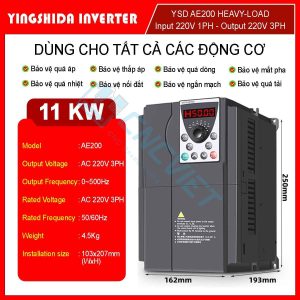 Biến tần công nghiệp YSD là dòng biến tần tải nặng, biến tần trục chính cho máy CNC và các ứng dụng công nghiệp, điện áp vào/ra 220V hoặc 380V...