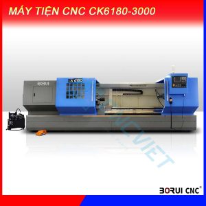 Máy tiện CNC CK6180-3000, chính hãng Borui, giá nhà máy. Mâm cặp 15inch (381mm) loại thủy lực 3 chấu, đk tiện max 800mm, hành trình tiện max 3000mm.