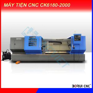 Máy tiện CNC CK6180-2000, chính hãng Borui, giá nhà máy. Mâm cặp 15inch (381mm) loại thủy lực 3 chấu, đk tiện max 800mm, hành trình tiện max 2000mm.