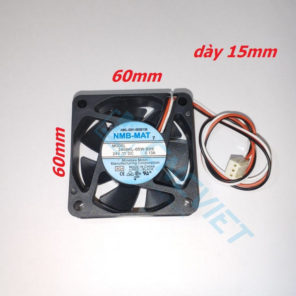 Phân biệt 2 loại quạt 3 dây 60x60x15. Hướng dẫn thay thế an toàn. Quạt NMB 2406KL-05W-B59 chính hãng tại CNCVIET.
